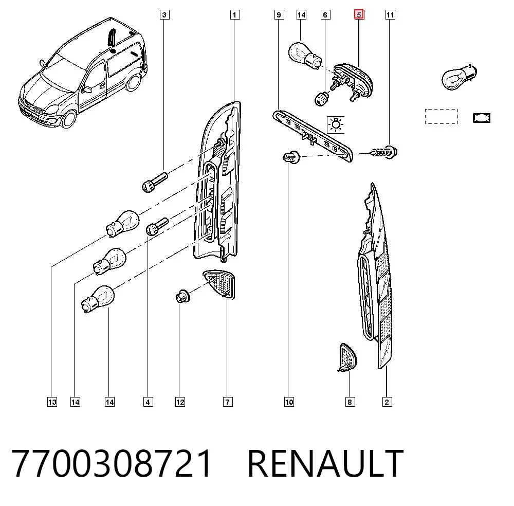 Sinal de parada traseiro adicional Renault Kangoo  KC0, KC1 ao melhor preço
