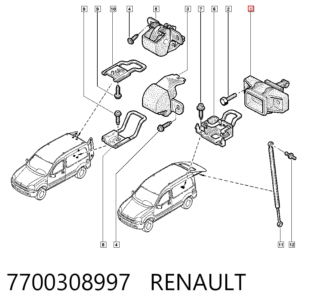 Compre Fecho de tampa de porta-malas (de 3ª/5ª porta traseira) Renault Kangoo 1