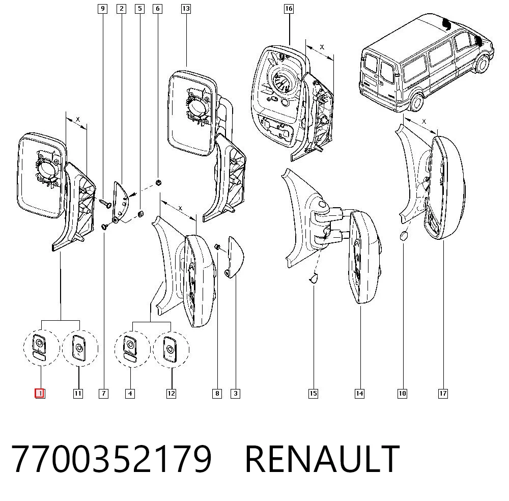Espelho de retrovisão esquerdo para Renault Trafic TXX