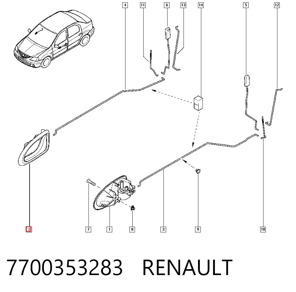 7700353283 Renault (RVI) Maçaneta interna dianteira/traseira da porta direita