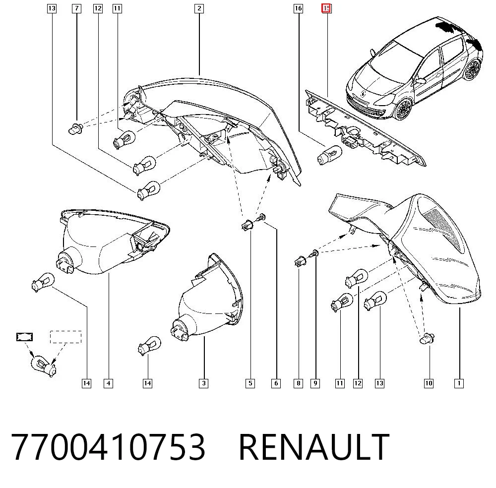 7700410753 Renault (RVI) Sinal de parada traseiro adicional