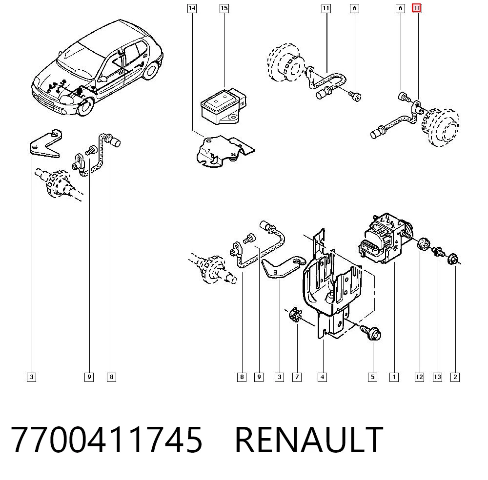 7700411745 Renault (RVI) Sensor ABS traseiro esquerdo