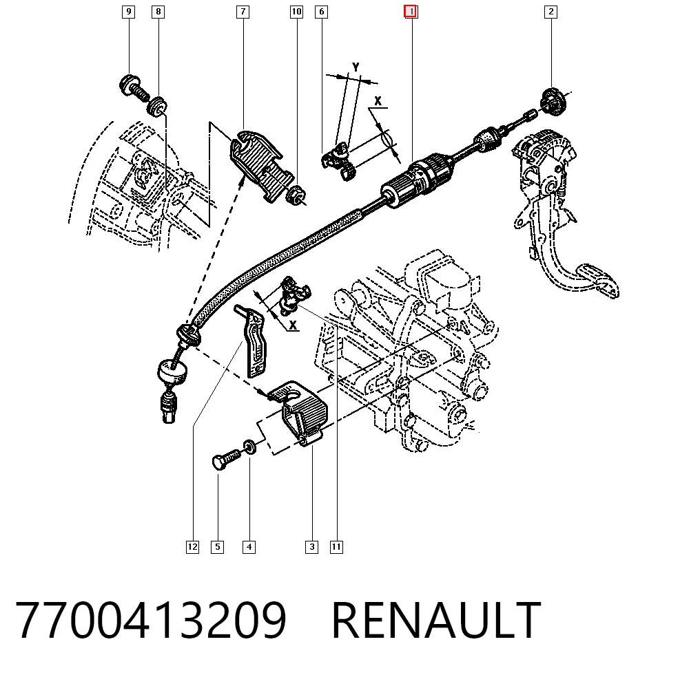 Cabo de embraiagem para Renault Laguna II BG0, BG1