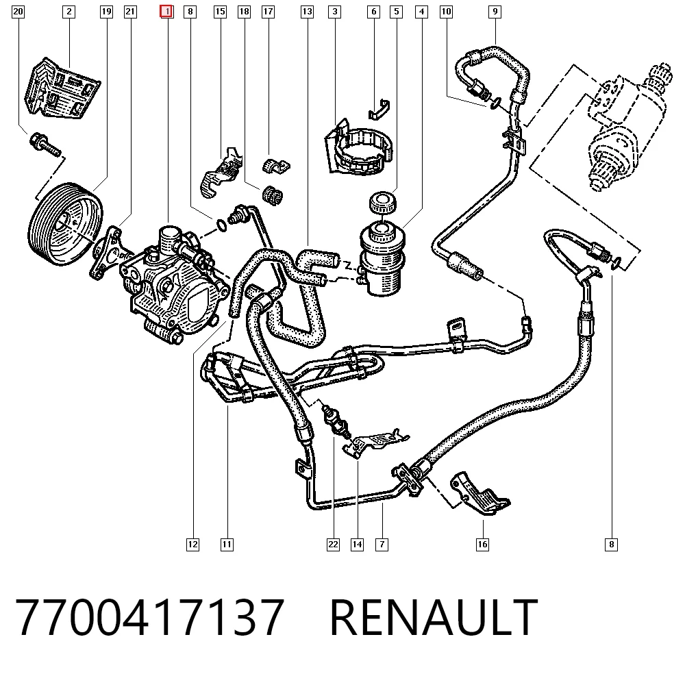 7700417137 Renault (RVI) Bomba da Direção hidrâulica assistida