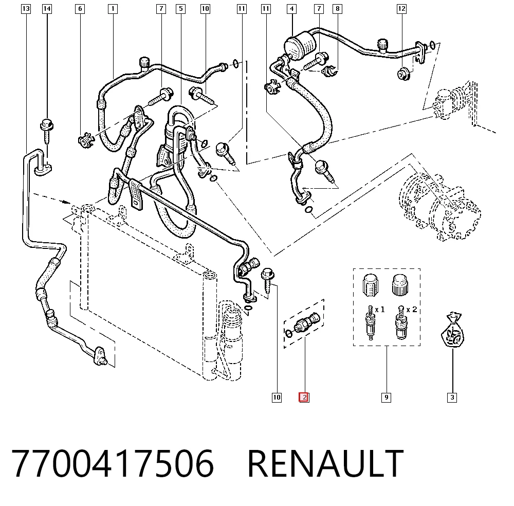 7700417506 Renault (RVI) Sensor de pressão absoluta de aparelho de ar condicionado