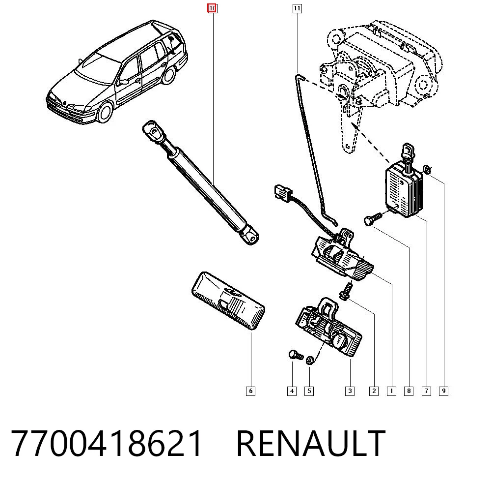 Amortecedor de tampa de porta-malas (de 3ª/5ª porta traseira) Renault Megane I KA0, KA1 ao melhor preço