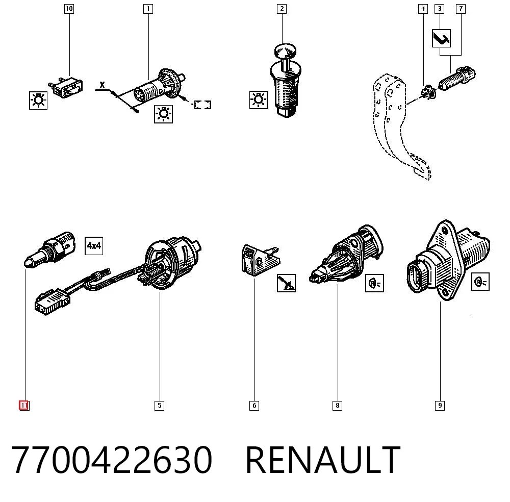 7700422630 Renault (RVI) Sensor de ativação das luzes de marcha à ré