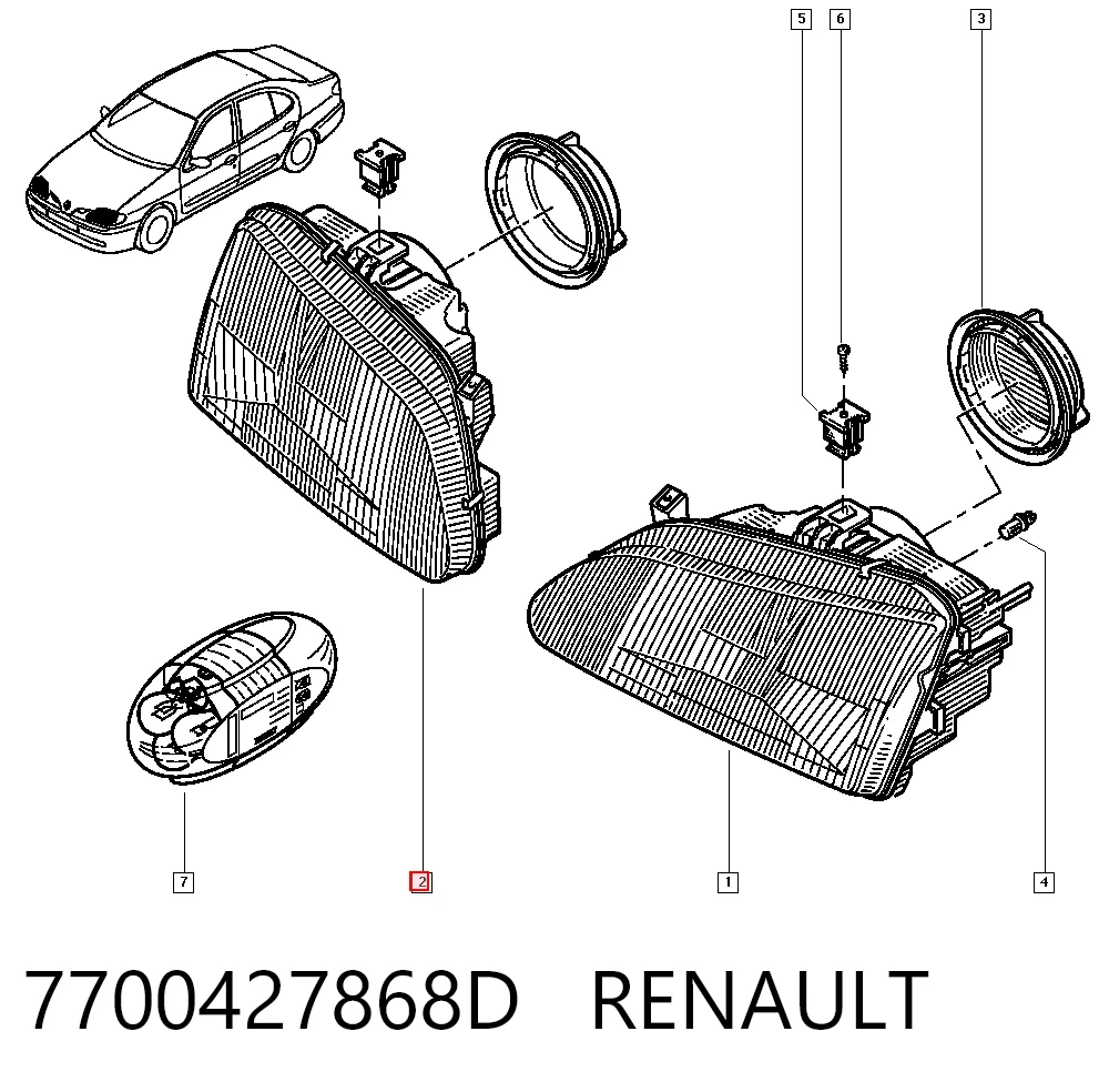 Luz direita para Renault Megane I LA0, LA1