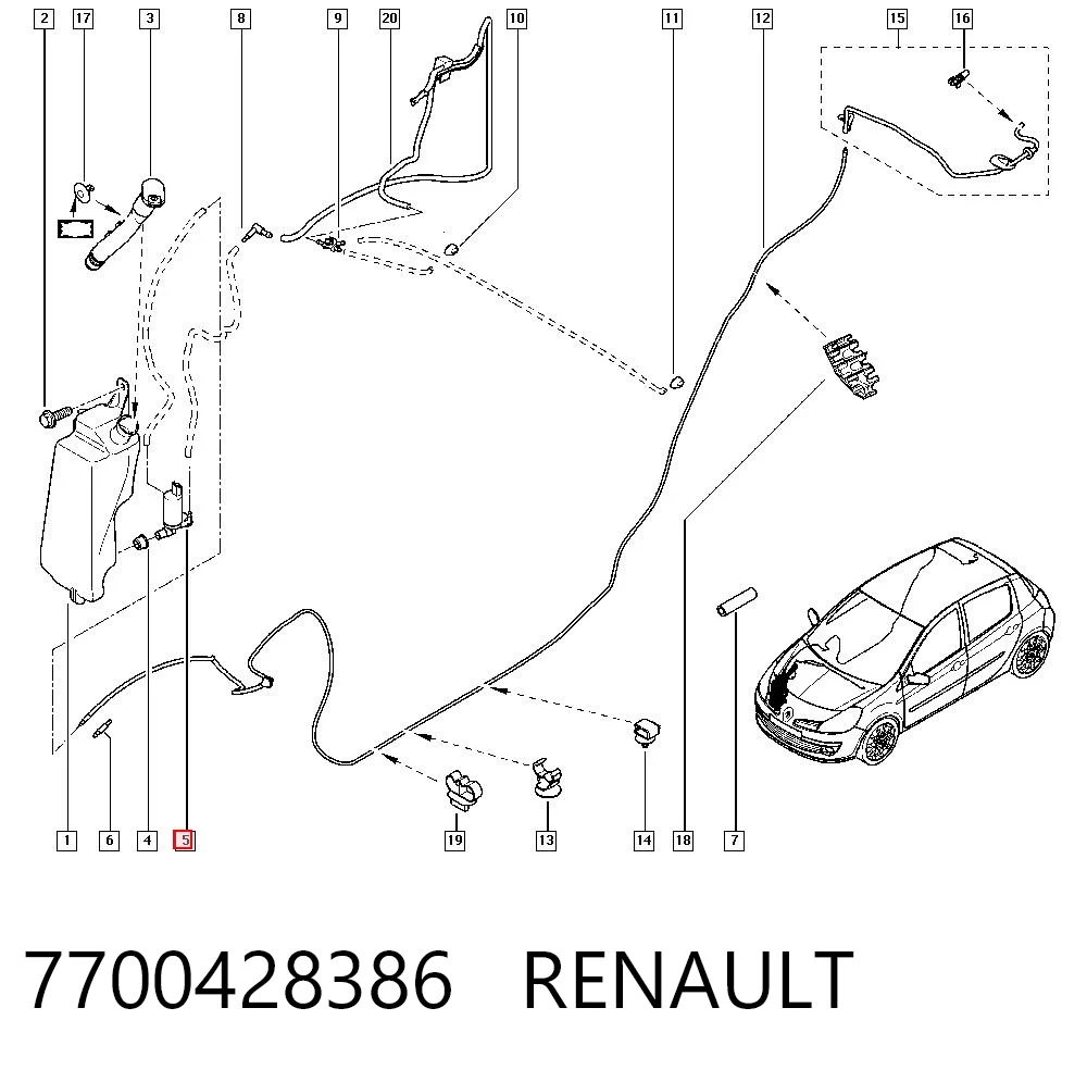 7700428386 Renault (RVI) Bomba de motor de fluido para lavador de vidro dianteiro