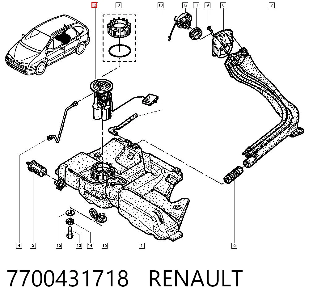7700431718 Renault (RVI) Módulo de bomba de combustível com sensor do nível de combustível