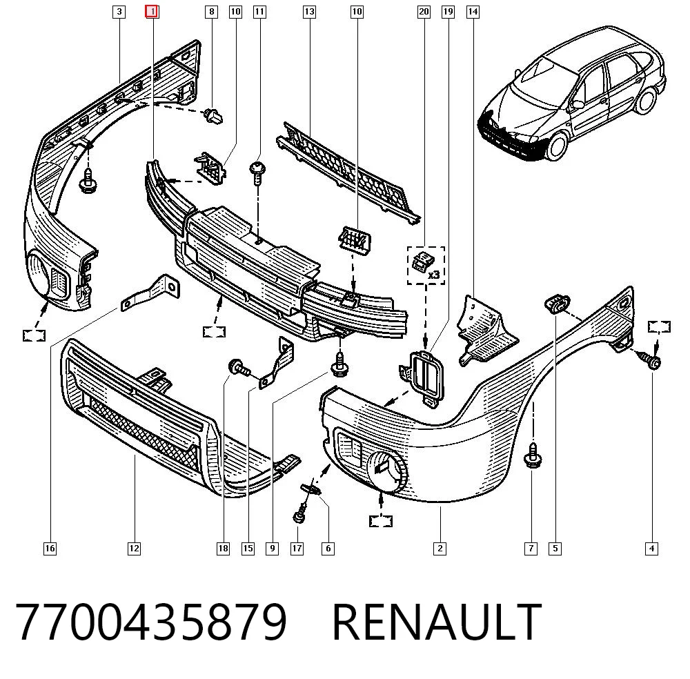 Pára-choque dianteiro Renault Scenic I JA0, JA1, FA0 ao melhor preço