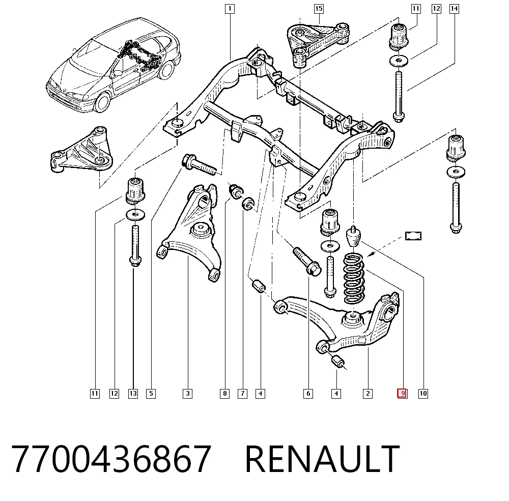  Mola traseira Renault Scenic I monovolume (JA0, JA1, FA0) (1999 - 2003) I