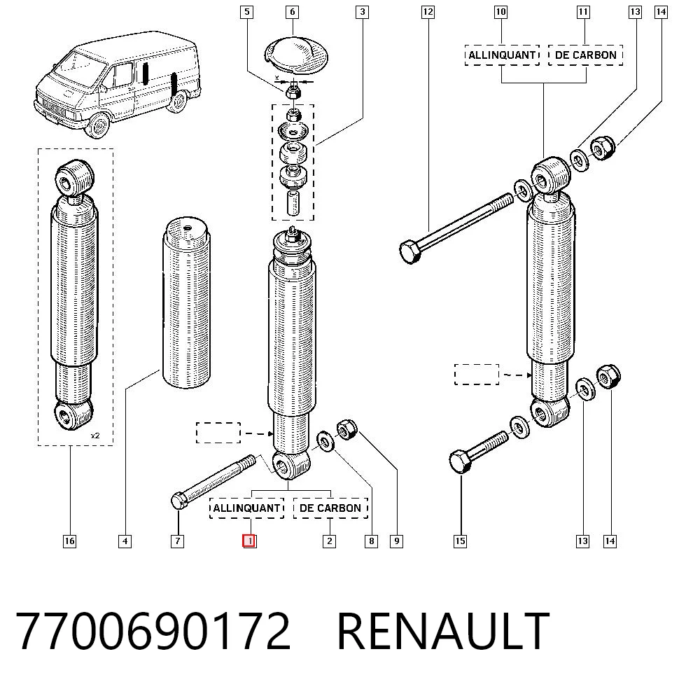 Amortecedor traseiro para Renault Trafic TXX