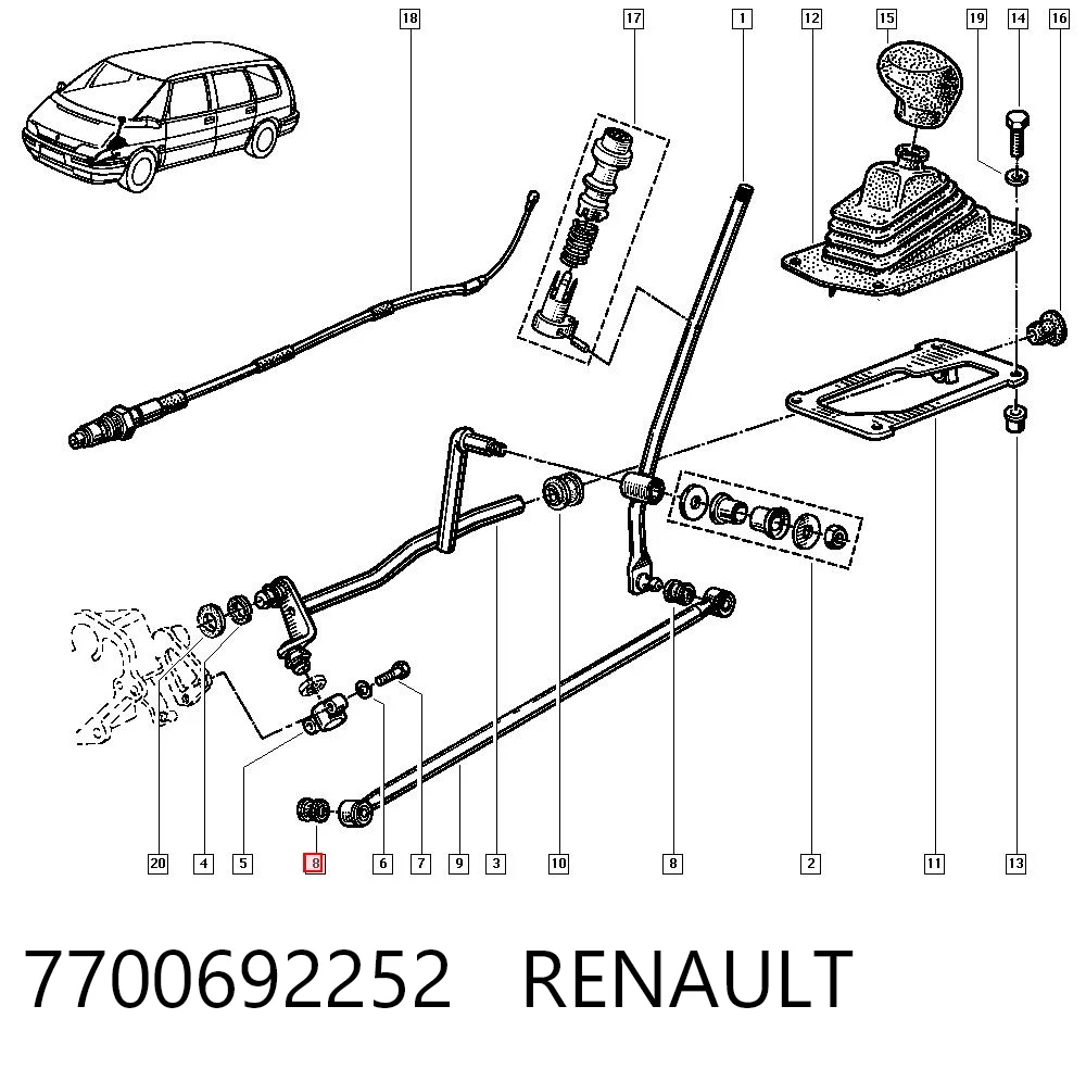 Compre Bucha do mecanismo de mudança (de ligação) Renault Espace 2