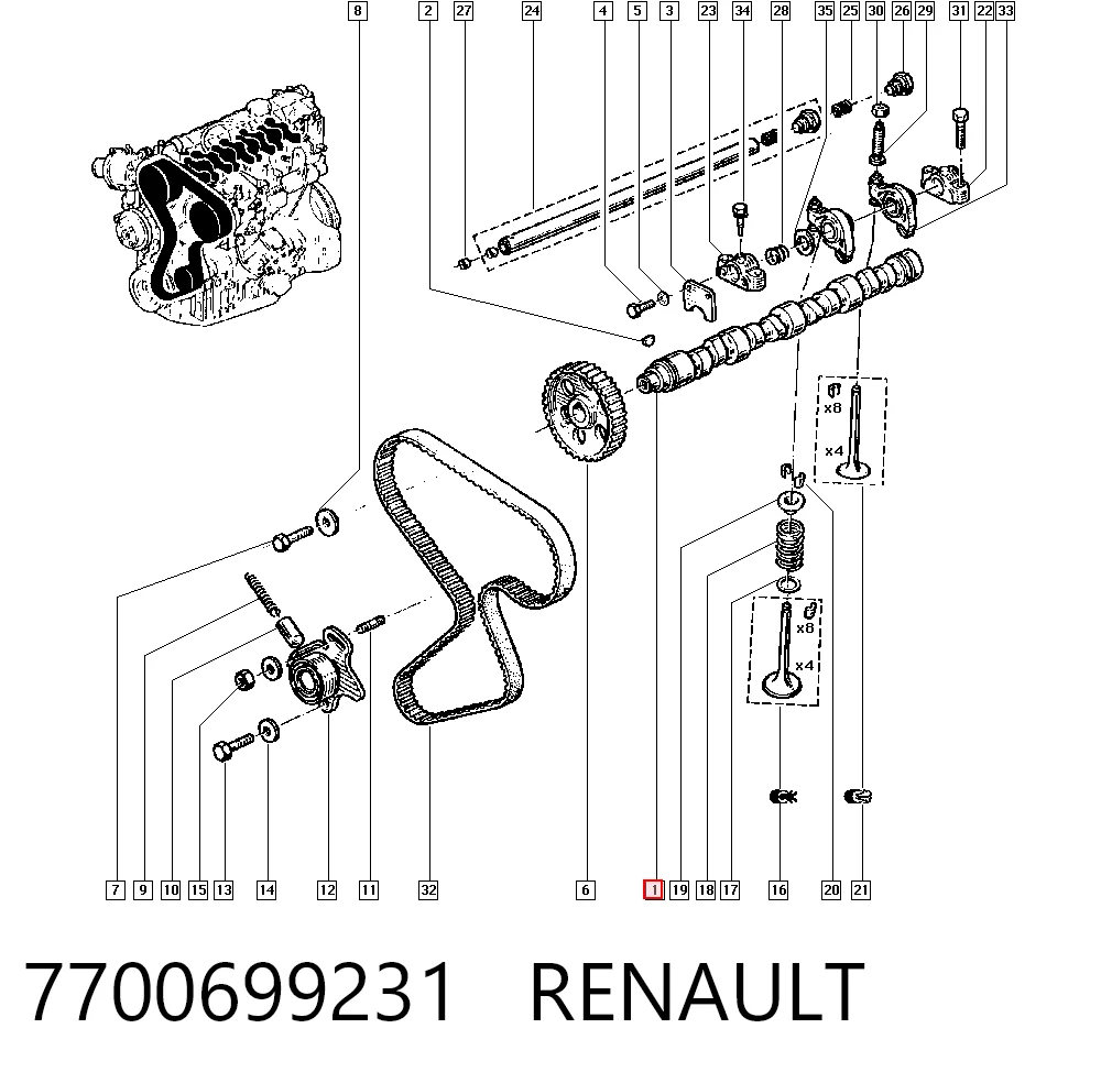 Árvore distribuidora de motor Renault Trafic  TXX ao melhor preço