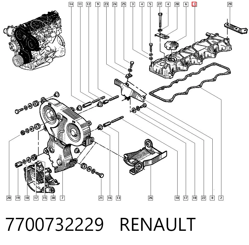 Tampa de válvulas Renault Espace II J63 ao melhor preço