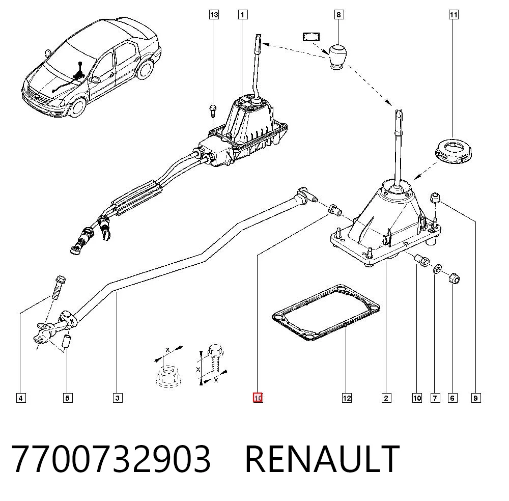 7700732903 Renault (RVI) Bucha do mecanismo de mudança (de ligação)