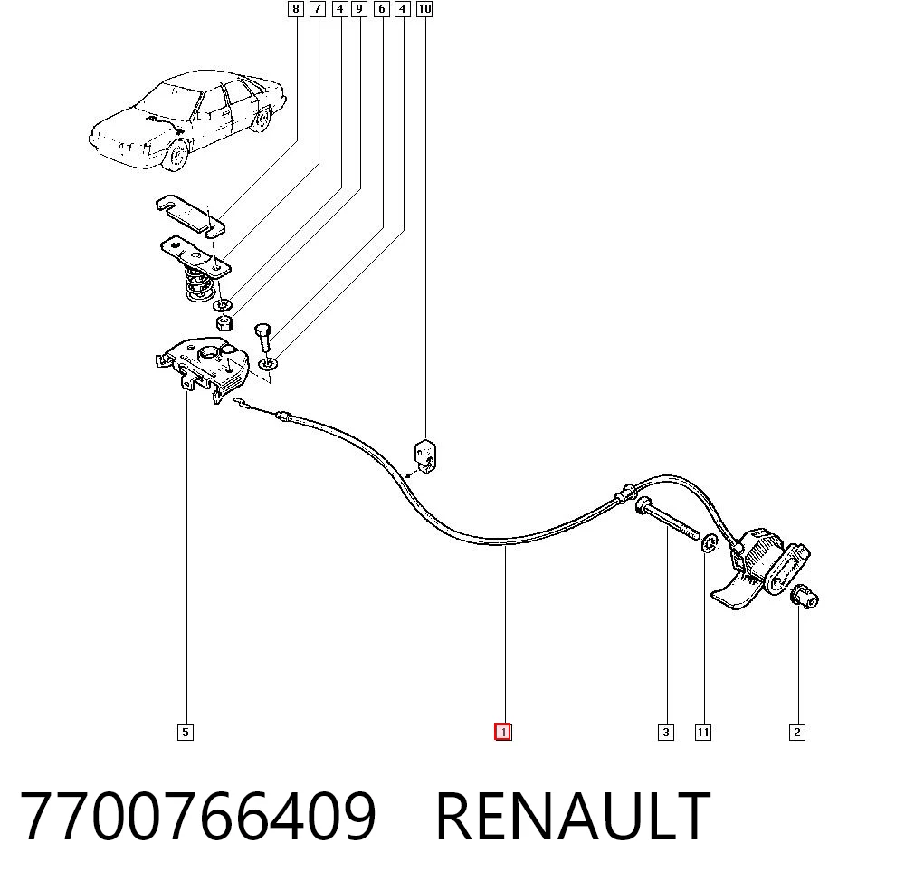 Cabo de abertura da capota Renault 21  L48 ao melhor preço