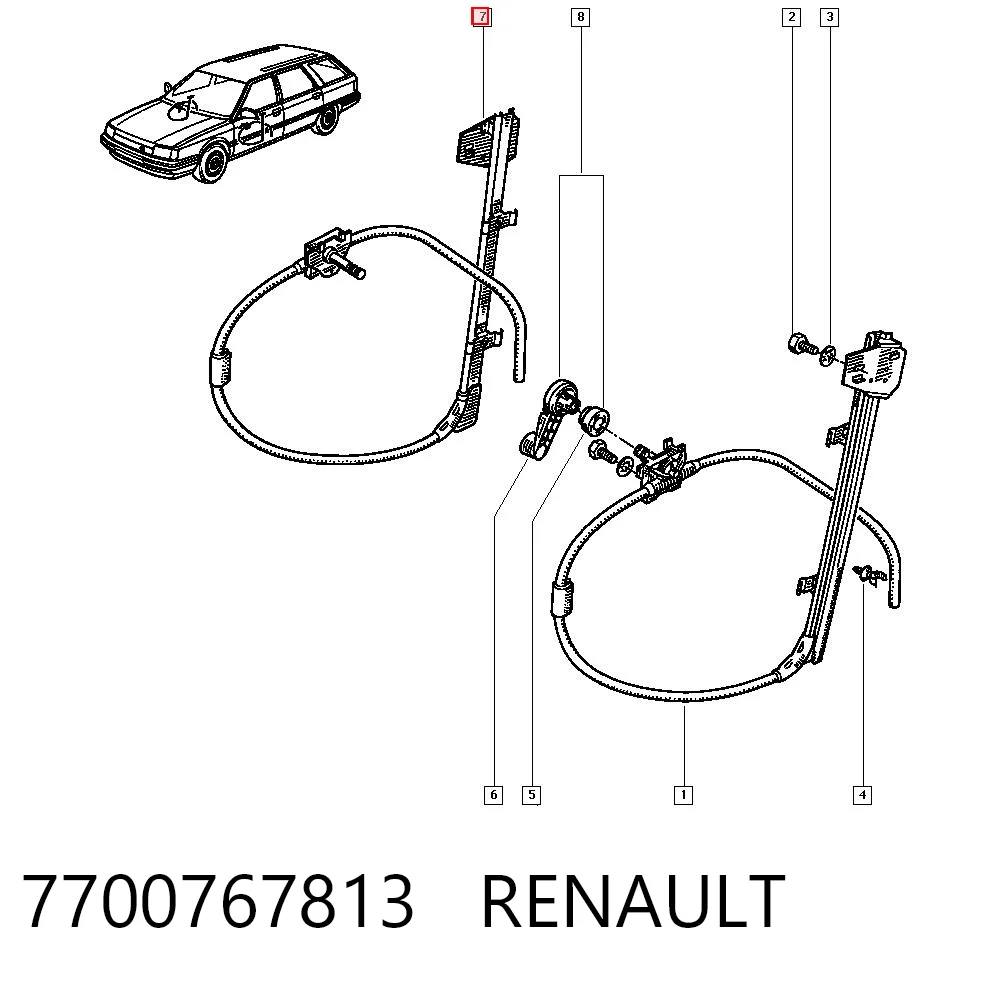Mecanismo de acionamento de vidro da porta dianteira direita Renault 21  K48 ao melhor preço