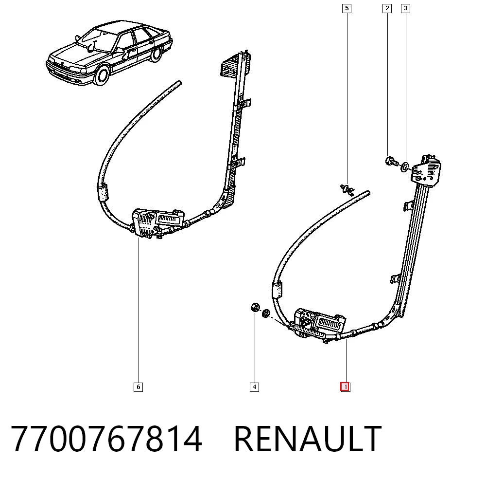 Mecanismo de acionamento de vidro da porta dianteira esquerda Renault 21  B48 ao melhor preço