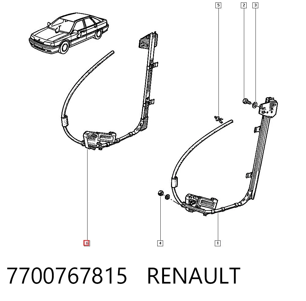 Mecanismo de acionamento de vidro da porta dianteira direita Renault 21  S48 ao melhor preço