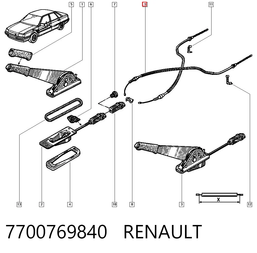 Cabo traseiro direito/esquerdo do freio de estacionamento Renault 21  L48 ao melhor preço