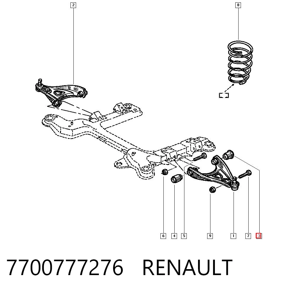 Bloco silencioso de viga traseira (de plataforma veicular) para Renault 21  K48
