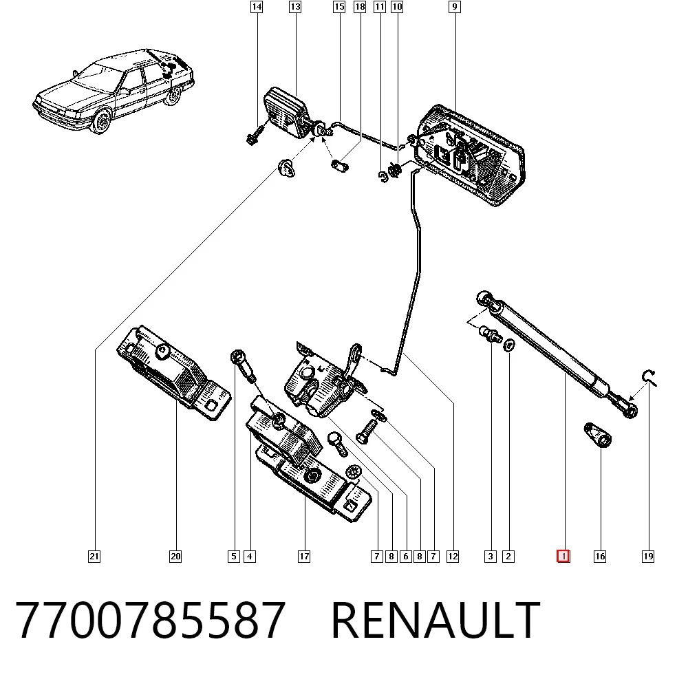 Amortecedor de tampa de porta-malas (de 3ª/5ª porta traseira) Renault 21  L48 ao melhor preço