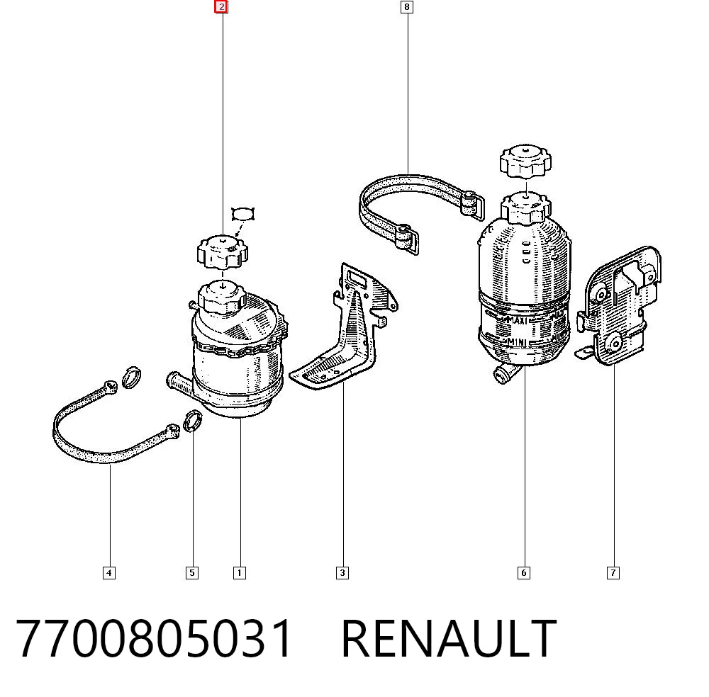 7700805031 Renault (RVI) Tampa (tampão) do tanque de expansão