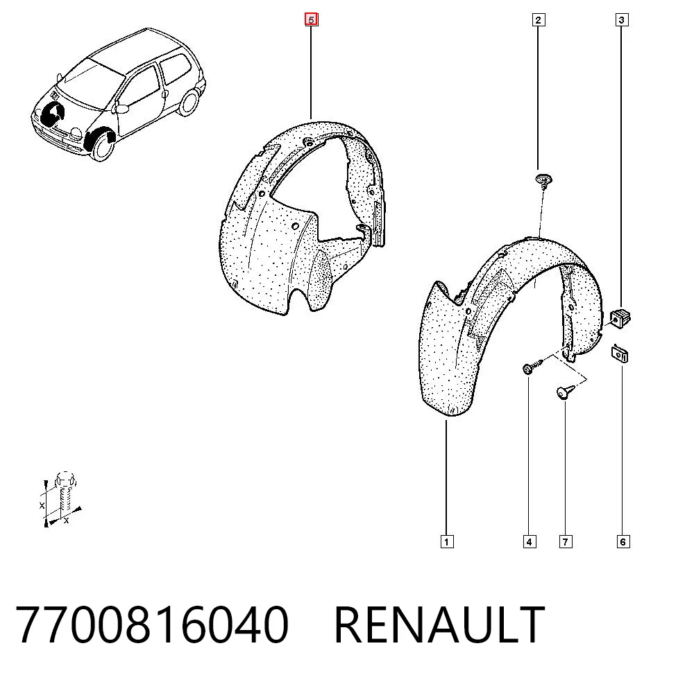 Guarda-barras direito do pára-lama dianteiro Renault Twingo I C06 ao melhor preço
