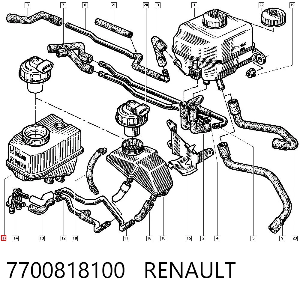 Tanque de cilindro mestre do freio (de fluido de freio) Renault 19 II B53, C53 ao melhor preço