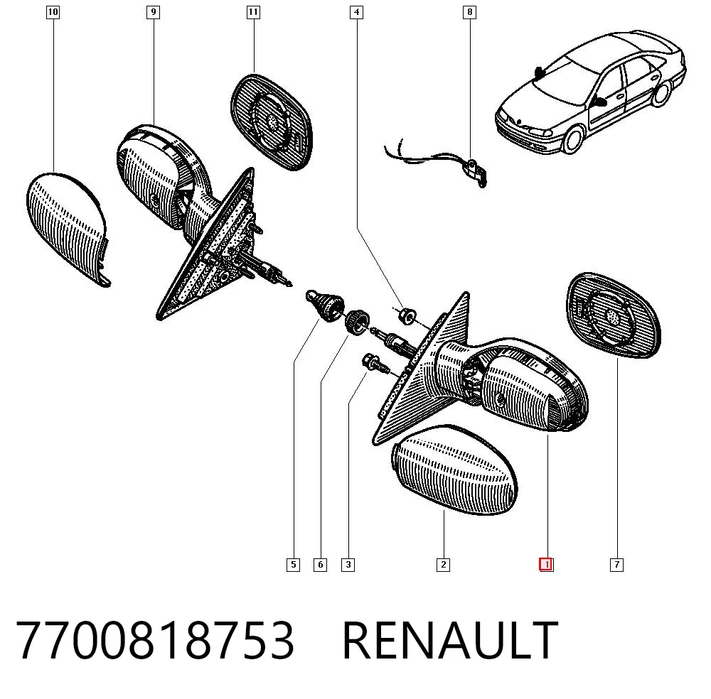 Compre Espelho de retrovisão esquerdo Renault Laguna 1