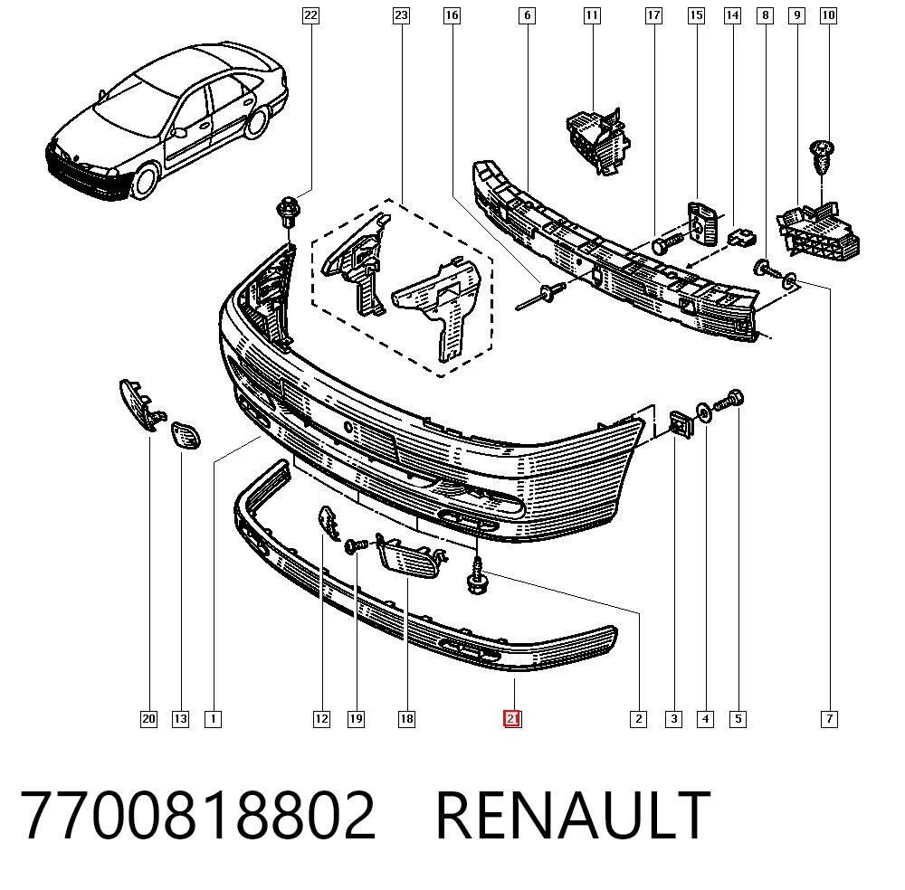 Pára-choque dianteiro para Renault Laguna I K56