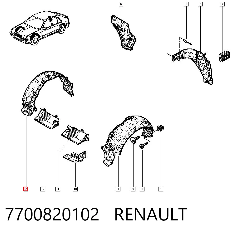 Guarda-barras direito do pára-lama dianteiro Renault 19 I B53, C53 ao melhor preço