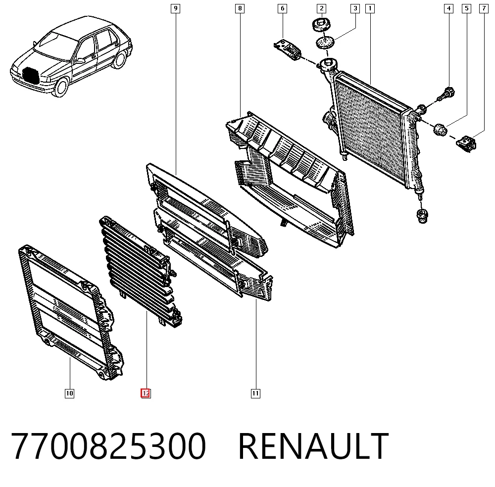 Radiador de aparelho de ar condicionado para Renault Clio I S57