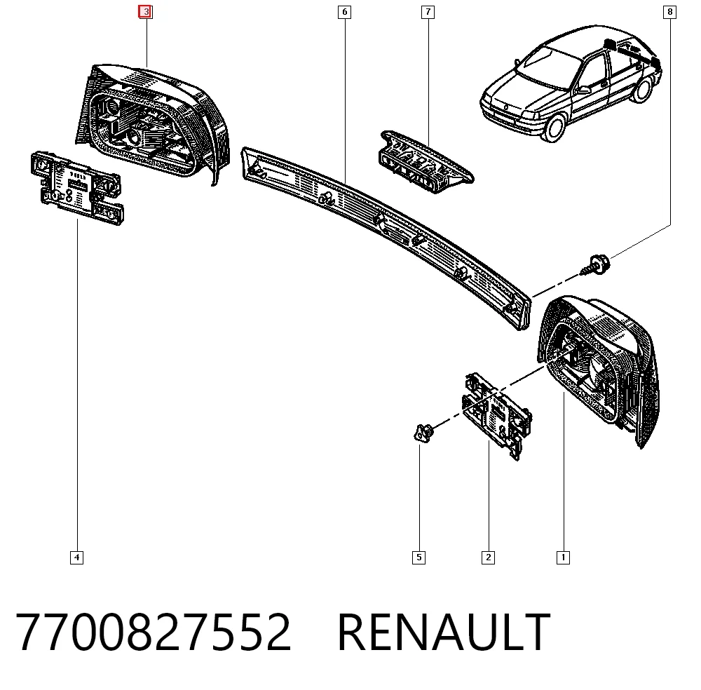  Lanterna traseira direita Renault Clio I hatchback (BC57, 5357) (1990 - 1998) I