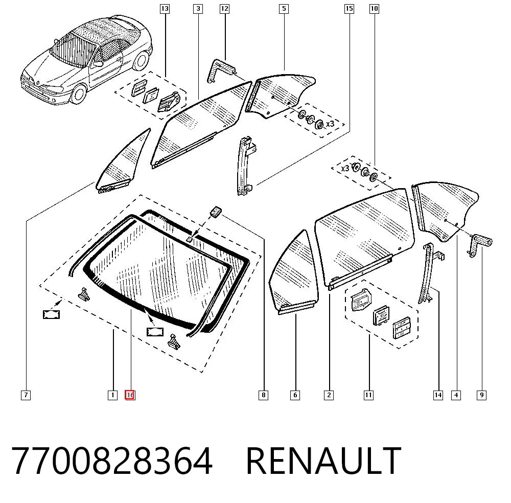  Pára-brisas Renault Megane I coupé (DA0, DA1) (1996 - 2003) I