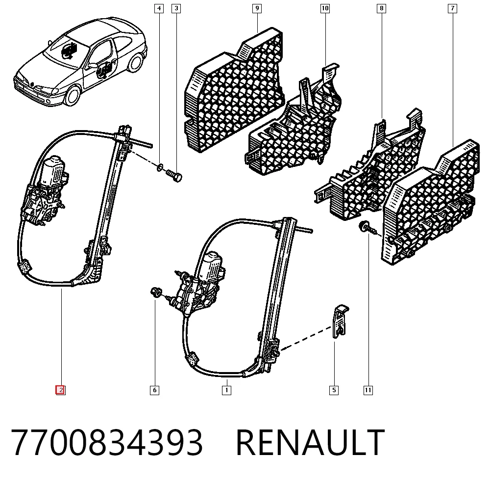 para Renault Megane I (DA0, DA1)