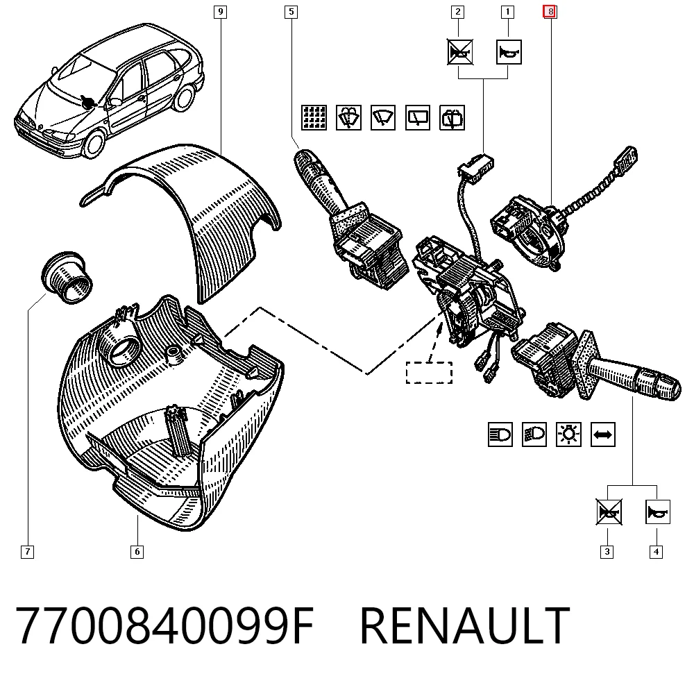 Anel AIRBAG de contato, cabo plano do volante para Renault Kangoo I KC0, KC1
