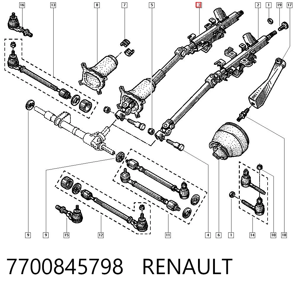 Coluna da direção Renault 19 II B53, C53 ao melhor preço