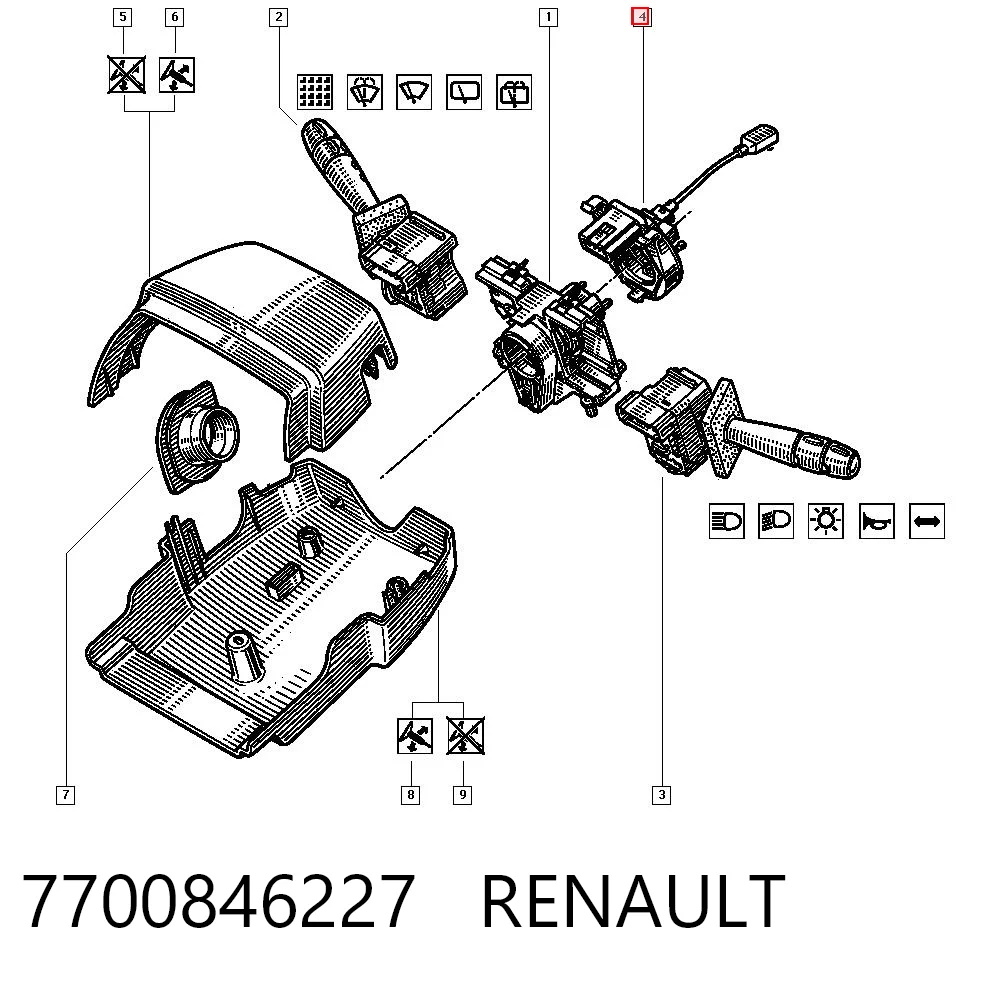 Anel AIRBAG de contato, cabo plano do volante para Renault Laguna I B56, 556