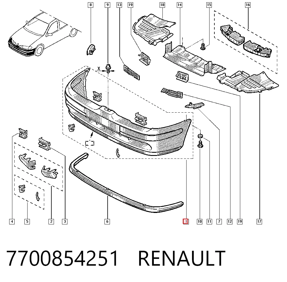 Pára-choque dianteiro para Renault Megane I DA0, DA1