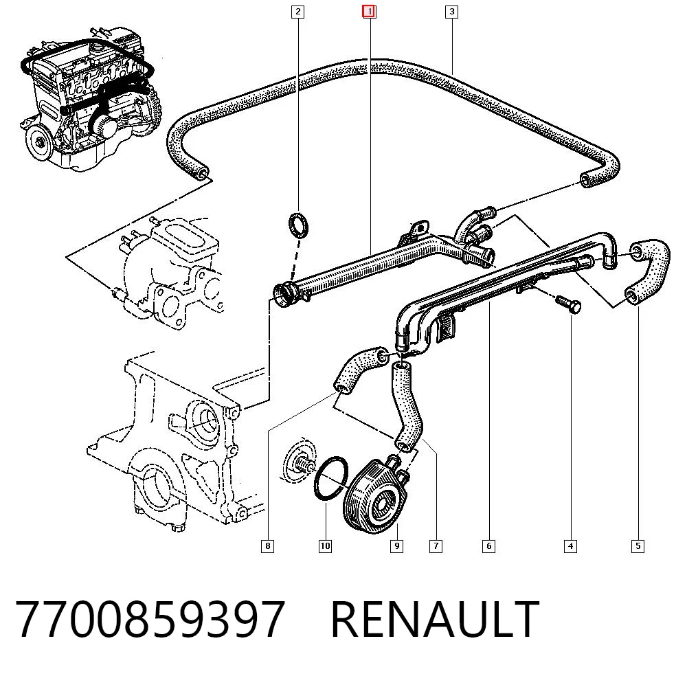 Mangueira (cano derivado) do sistema de esfriamento Renault 19 II B53, C53