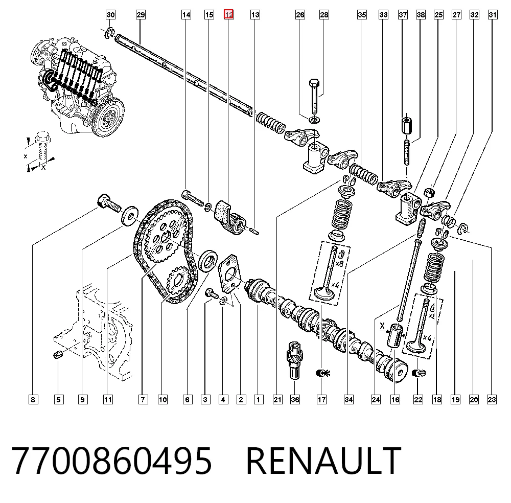 Reguladora de tensão da cadeia do mecanismo de distribuição de gás para Renault 9 L42