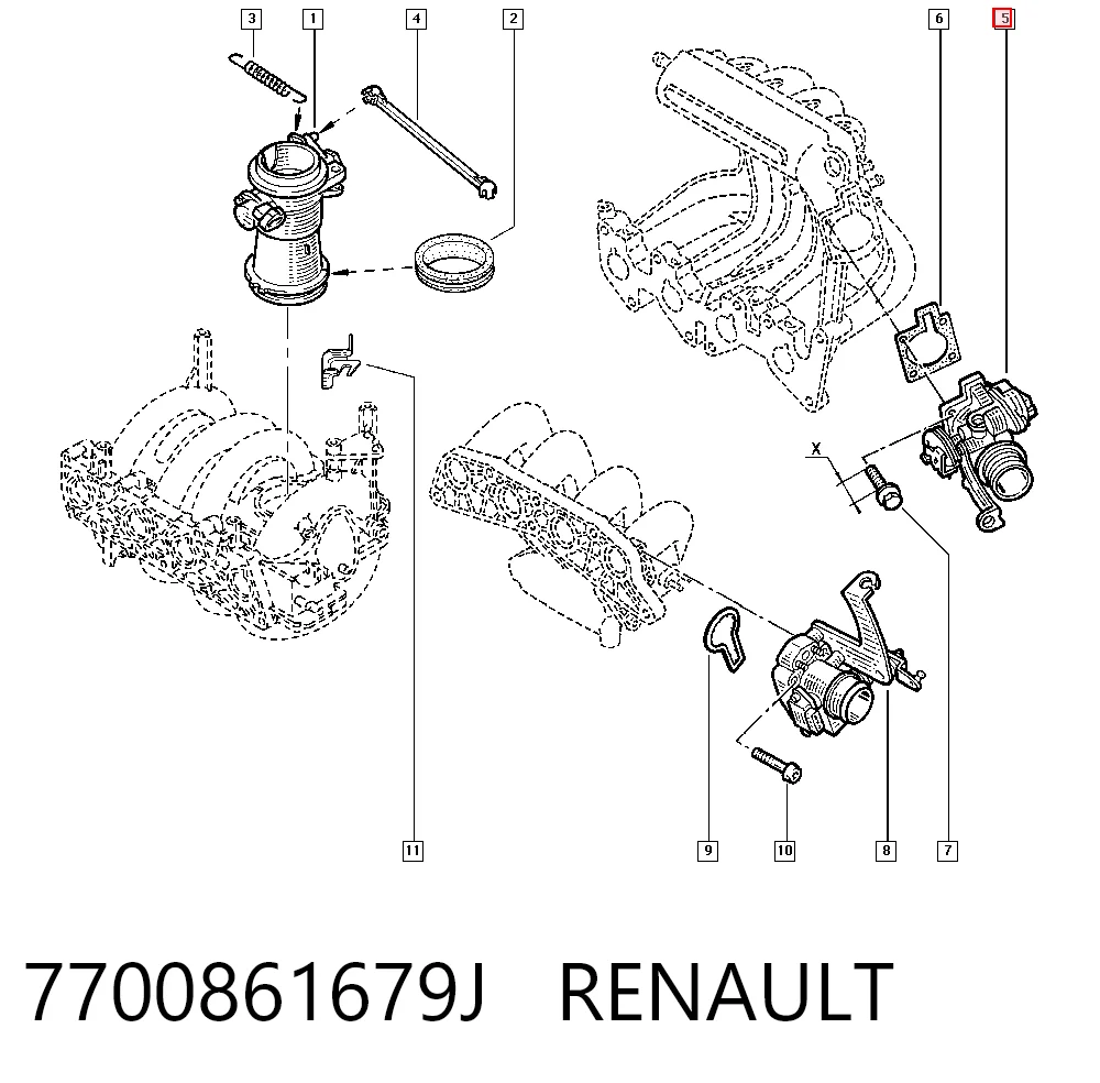 Válvula de borboleta montada Renault Megane SCENIC JA0, JA1