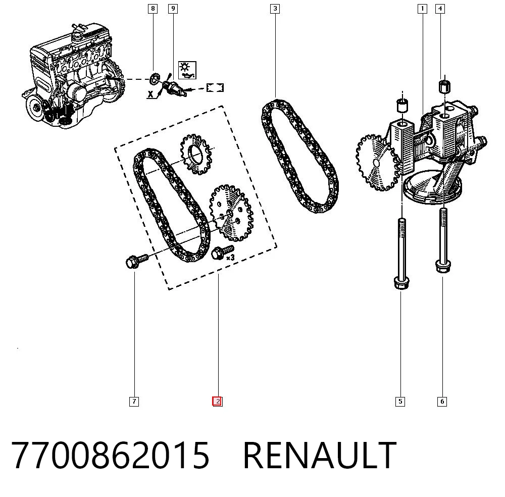 Cadeia de bomba de óleo para Renault Scenic JZ0, JZ1