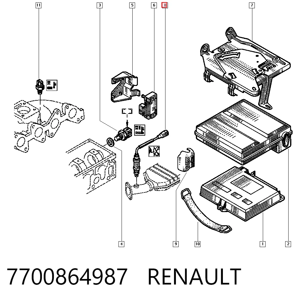 Sonda lambda, sensor de oxigênio até o catalisador 0258003086 Renault (RVI)