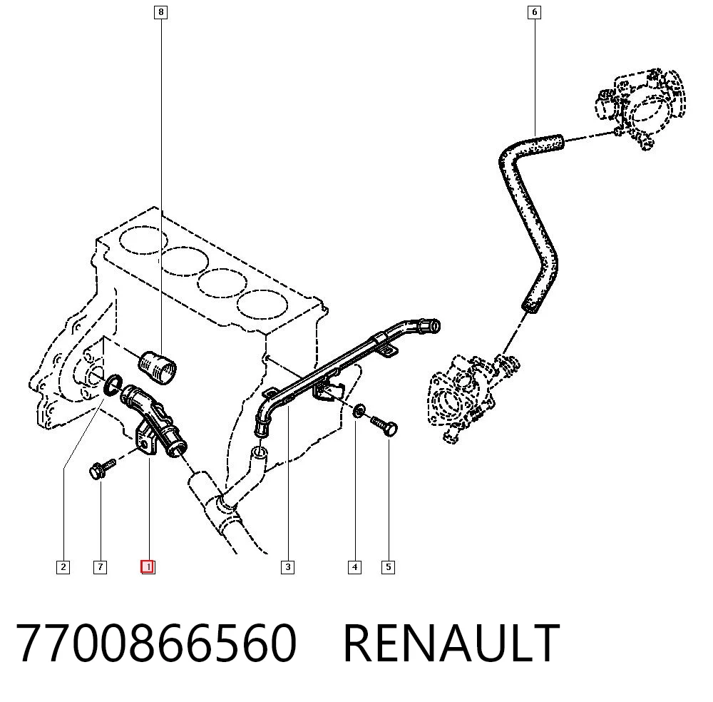 Mangueira (cano derivado) do sistema de esfriamento para Renault Espace III JE