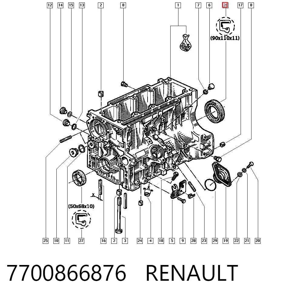 Vedação traseira de cambota de motor Peugeot/Citroen 012712 preço, a partir de 3,78 USD