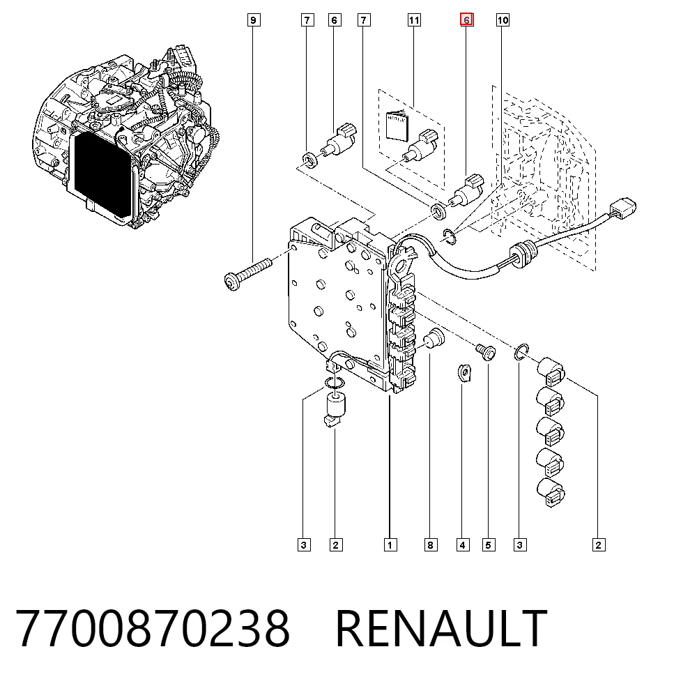 7700870238 Renault (RVI) Solenoide da Caixa Automática de Mudança
